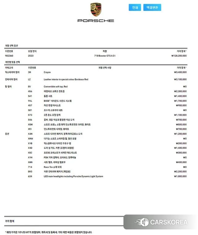 Porsche 718 Boxster id 3555312 из Кореи 8