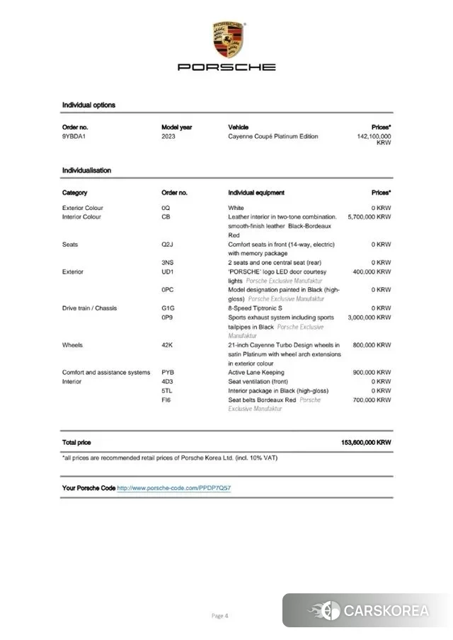 Porsche Cayenne (PO536) id 3696603 из Кореи 8