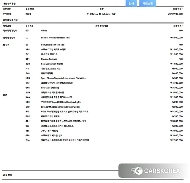 Porsche 911(992) id 3720782 из Кореи 20