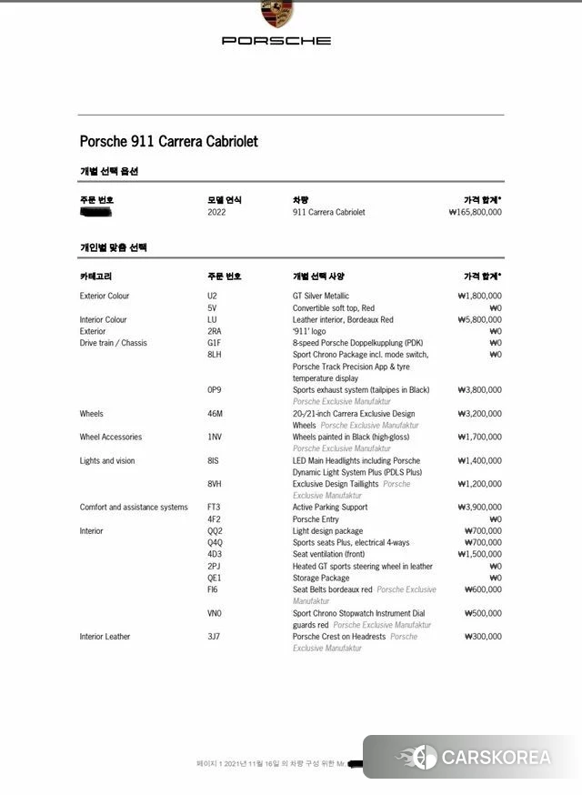 Porsche 911(992) id 3953882 из Кореи 10